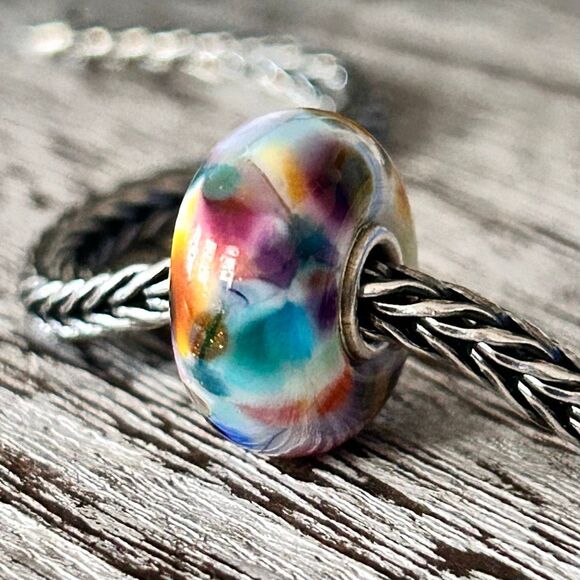 Summersday Artisan Trollbeads Style Trollstone Happy Colors Glitter Leaf NEW - Picture 6 of 10